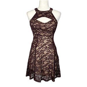 Emerald Sundae Plum Sequin Mini Dress Fit Flare Sleeveless Juniors size Small